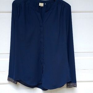 Ecru navy blouse